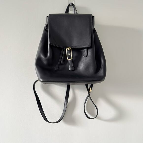 Vintage Coach Hampton Legacy Smooth Black Leather Backpack Bag Y2K - Picture 1 of 9